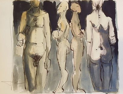 null COPPE Roger (1928) 

Ensemble de 5 oeuvres sur papier : 

Hommes, encre et aquarelle...