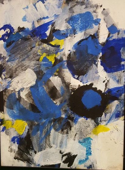 null NICOLOV Nicolas (1928-2010) 

Composition bleue 

Acrylique et gouach sur papier,...