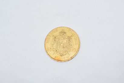  Pièce en or de 50 francs Napoléon III tête nue. (1856 A) 
TB à TTB. 
Poids : 16.13...