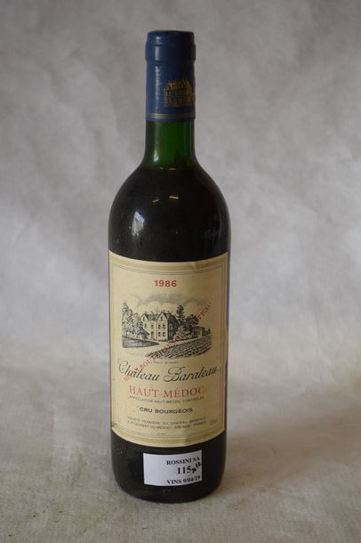  12 	bouteilles 	CH. 	BARATEAU, 	Haut-Médoc 	1986	 
 
