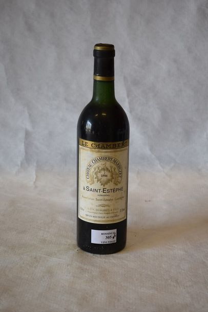 null 12 	bouteilles 	CH. 	CHAMBERT-MARBUZET, Saint-Estèphe 		1986	 (es, 6 TLB, 4...