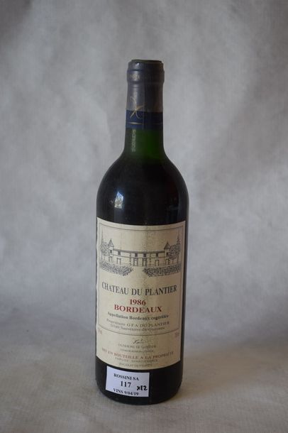 null 12 	bouteilles 	CH. 	DU PLANTIER, 	Bordeaux 	1986	 (es, TLB) 

