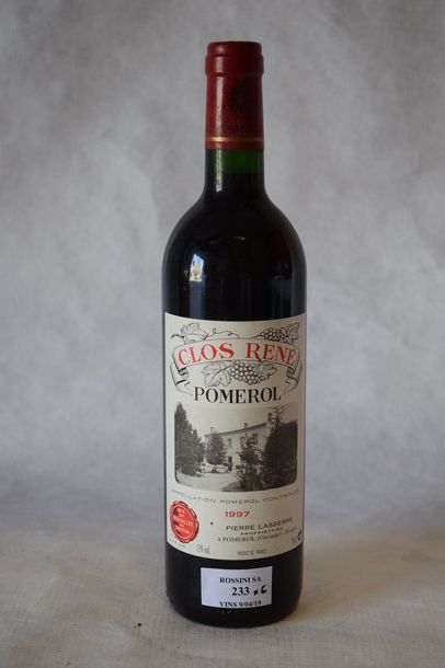 6 	bouteilles 	CLOS 	RENÉ, 	Pomerol 	1997	...