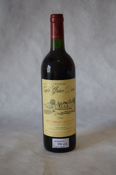 null 12 	bouteilles 	CH. 	LA GRÂCE DIEU, 	St-Emilion 	1998	 (Pauty) 	



