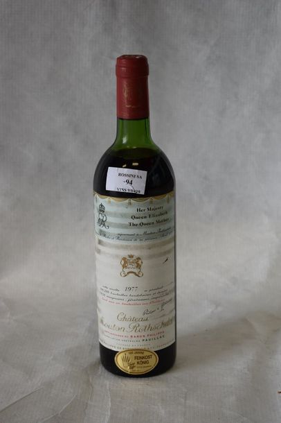  1	 bouteille 	CH. 	MOUTON-ROTHSCHILD, 1° cru 	Pauillac 	1977	 (B, elt) 

