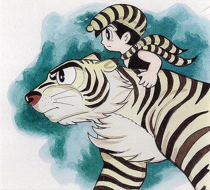 TEZUKA Le Roi Leo Dessin original encre et aquarelle. Travail de studio. 14 x 13...