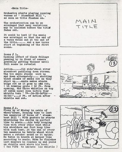 null STEAMBOAT WILLIE Studio Walt Disney 1928. Photocopies du storyboard complet...