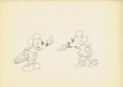 null PUPPY LOVE - Studio Disney, 1933. Dessin d'animation de Mickey et Minnie se...
