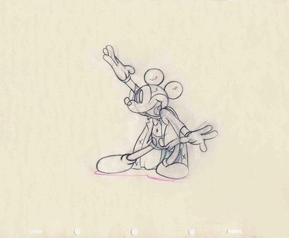 null MICKEY MAGICIEN Studio Walt Disney 1937. Dessin d'animation de Fred Moore. 24,5...