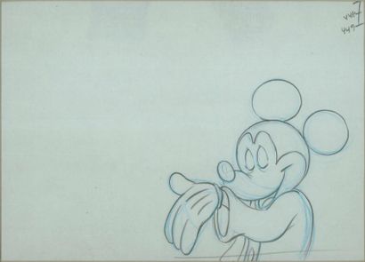 null MICKEY - Studio Walt Disney. Dessin d'animation de Mickey. 26 x 36,5 cm.