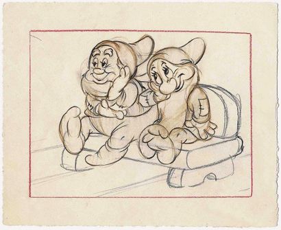 null BLANCHE NEIGE ET LES SEPT NAINS Studio Walt Disney 1937. Dessin de storyboard...