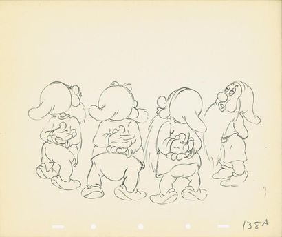null BLANCHE NEIGE ET LES SEPT NAINS Studio Disney 1937. Dessin d'animation de quatre...