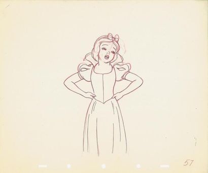 null BLANCHE NEIGE ET LES SEPT NAINS Studio Disney 1937. Dessin d'animation de Blanche...