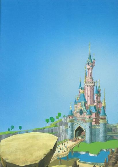 Studio Disney Beau dessin de Michel Pisson pour le parc Disneyland Paris. Gouache...