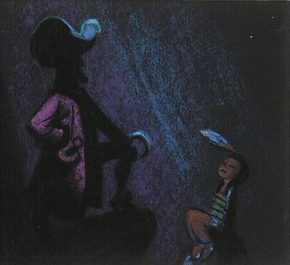 null PETER PAN - Studio Disney 1953. Dessin de storyboard au pastel. 11,5 x 15 c...