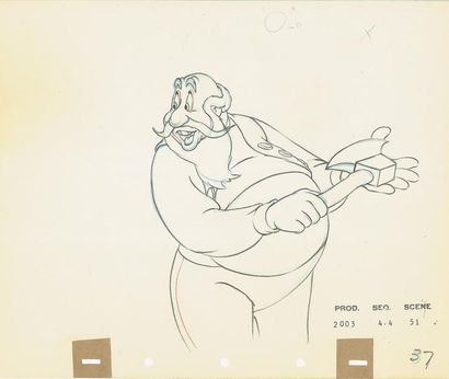 null PINOCCHIO - Studio Disney, 1940. Dessin d'animation de Stromboli tenant une...