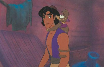 null ALADDIN Studio Walt Disney, 1994 / 1996. Cellulo d'Aladdin et d'Abu sur une...