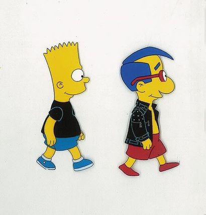 null LES SIMPSONS - Matt Groening. Cellulo de Bart et Milhouse. 26,5 x 46 cm. M0...