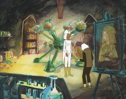 null LES MONDES ENGLOUTIS France Animation, 1984. Cellulo d'Arkana et du Docteur...