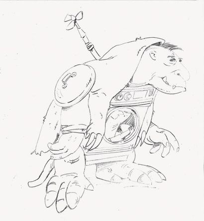 null LES MONDES ENGLOUTIS France Animation, 1984. Deux dessins d'étude à la mine...