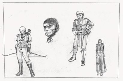 null ULYSSE 31 - DIC, 1978. Ensemble de deux dessins préparatoires des pirates. Mine...