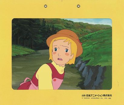 null FLO ET LES ROBINSON SUISSES Nippon animation, 1981. Cellulo de Flo sur décor...