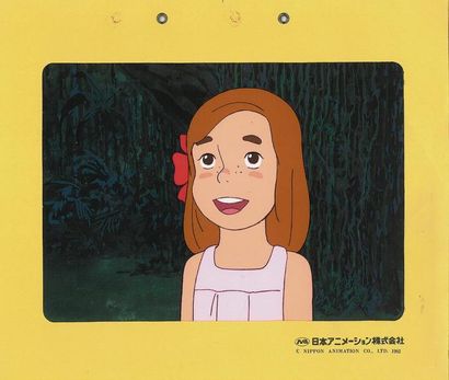 null FLO ET LES ROBINSON SUISSES Nippon animation, 1981. Cellulo de Flo sur décor...