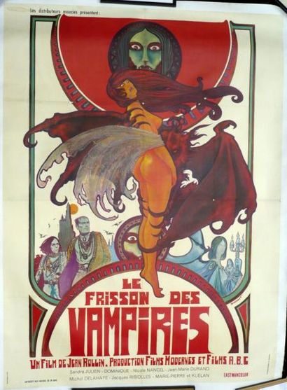 DRUILLET Affiche pour le film Le frisson des Vampires de Jean Rollin 1971 Entoilé,...