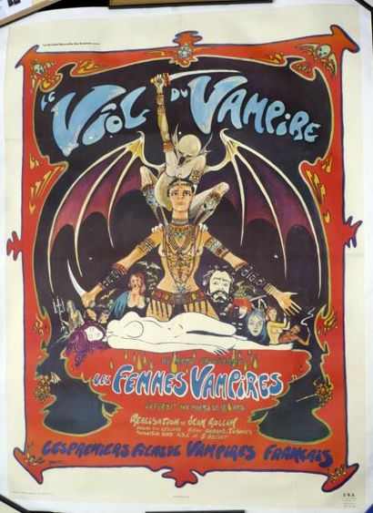 DRUILLET Affiche pour le film Le viol du Vampire de Jean Rollin 1968 Entoilé, petites...