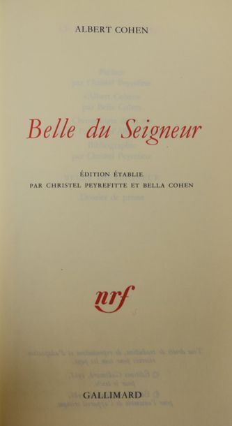null BIBLIOTHEQUE DE LA PLEIADE

Albert COHEN. 1 vol. Belle du seigneur - Bibliothèque...