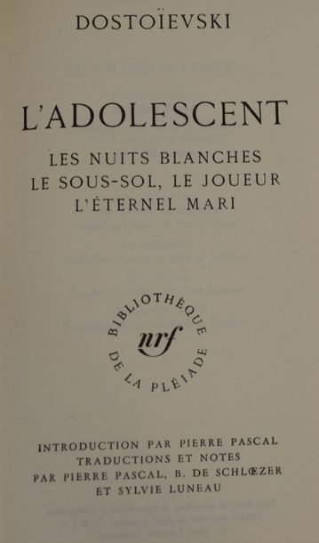 null BIBLIOTHEQUE DE LA PLEIADE

DOSTOÏEVSKI. 1 vol. L'adolescent - Bibliothèque...
