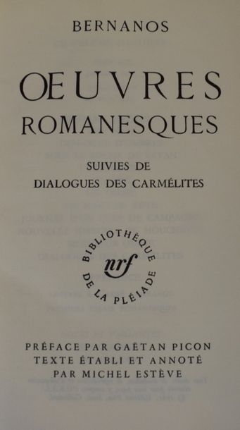 null BIBLIOTHEQUE DE LA PLEIADE

BERNANOS. 1 vol. Oeuvres romanesques - Bibliothèque...