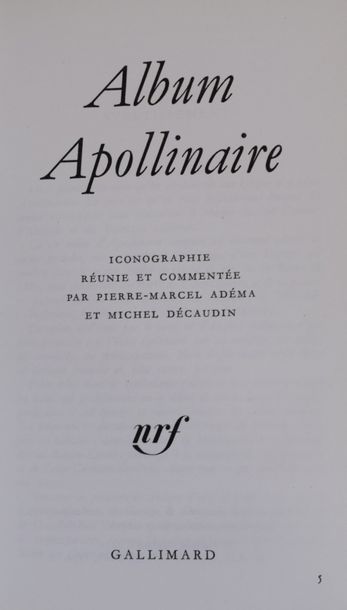 null BIBLIOTHEQUE DE LA PLEIADE

APOLLINAIRE. 1 vol. Album offert par votre libraire...