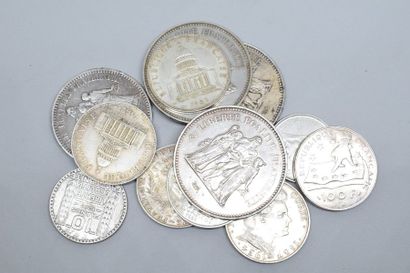 Lot de pièces française en argent composé...