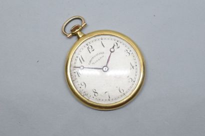 null Montre de gousset en or jaune 18k (750), fond gris à chiffres arabes pour les...