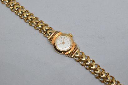 null Montre bracelet de dame, boîtier et bracelet en or jaune 18k (750). Cadran à...