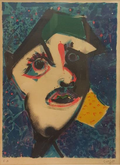 null LORJOU Bernard (1908-1986)

Arlequin sur fond bleu

Lithographie signée en bas...
