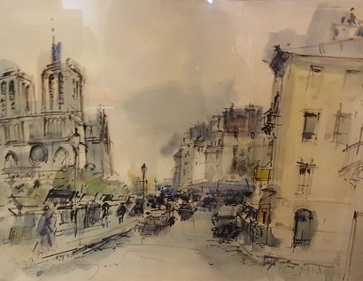 null BERTIN Roger (1915-2003)

Notre Dame de Paris, 

Aquarelle et encre sur papier,...