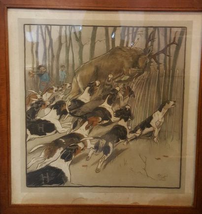null ALDIN Cecil (1870-1935)

La chasse au cerf, Senlis 

Lithographie signée et...