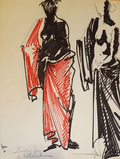 null COPPE Roger (1928) 

Ensemble de 5 oeuvres sur papier : 

Nu au fauteuil rouge...