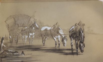 null ECOLE XIXe, lot de trois dessins



Attelage de chevaux traversant un court...