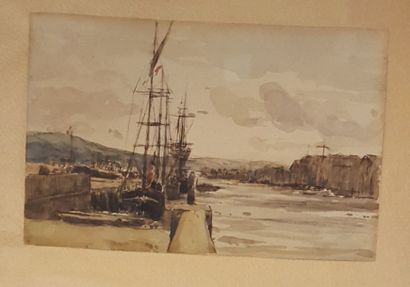 null ECOLE XIXeme siècle 

Bateaux au port

Aquarelle non signée

légère insolation...