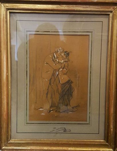 null GRÉVIN Alfred (1827-1892)
Couple
dessin au crayon avec rehauts de blanc
Signé...