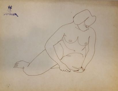 null LAM-DONG (1920-1987) 



Nus féminins,



Deux dessins à l'encre brune ou noire...