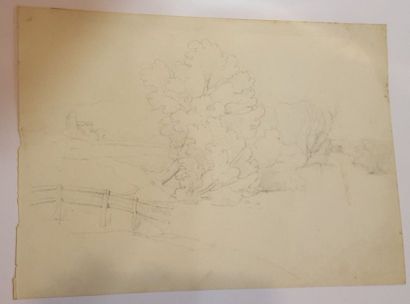 null VERNET Horace (1789-1863), attribué à

Paysage au pont

Crayon sur papier 

rousseurs,...