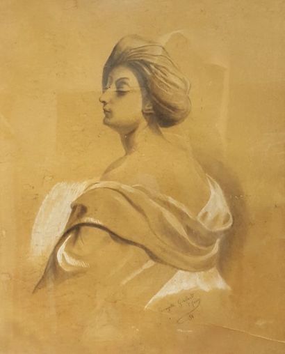 null GOULARD Georgette (XIXe siècle)

Portrait de femme au turban.

Fusain et estompe...