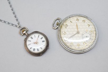 null Ensemble composé d'une montre de gousset, boîtier en acier, index chiffres arabes,...