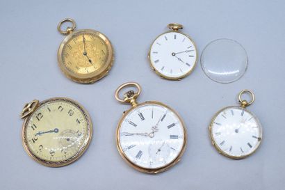 null Lot de quatre montres de gousset en or jaune 18k (750), l'une d'elles à fond...