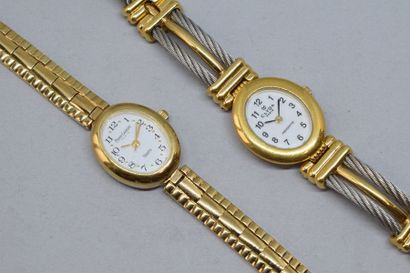 null Ensemble de deux montres bracelet de dame, boîtiers en acier, cadrans ovales,...