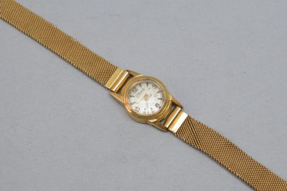 null Montre bracelet de dame, boîtier en or jaune 18k (750), cadran rond, index chiffres...